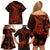 Red Polynesia Family Matching Off Shoulder Short Dress and Hawaiian Shirt Shark Tattoo With Polynesian Plumeria LT14 - Polynesian Pride