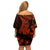 Red Polynesia Family Matching Off Shoulder Short Dress and Hawaiian Shirt Shark Tattoo With Polynesian Plumeria LT14 - Polynesian Pride