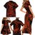 Red Polynesia Family Matching Short Sleeve Bodycon Dress and Hawaiian Shirt Shark Tattoo With Polynesian Plumeria LT14 - Polynesian Pride