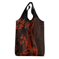 Red Polynesia Grocery Bag Shark Tattoo With Polynesian Plumeria LT14 - Polynesian Pride