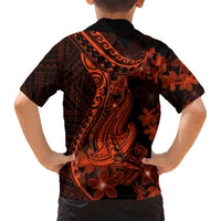 Red Polynesia Kid Hawaiian Shirt Shark Tattoo With Polynesian Plumeria LT14 - Polynesian Pride