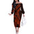 Red Polynesia Off The Shoulder Long Sleeve Dress Shark Tattoo With Polynesian Plumeria LT14 Women Red - Polynesian Pride