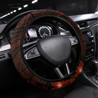 Red Polynesia Steering Wheel Cover Shark Tattoo With Polynesian Plumeria LT14 Universal Fit Red - Polynesian Pride