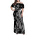 Black Polynesia Family Matching Off Shoulder Maxi Dress and Hawaiian Shirt Shark Tattoo With Polynesian Plumeria LT14 Mom's Dress Black - Polynesian Pride