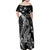 Black Polynesia Family Matching Off Shoulder Maxi Dress and Hawaiian Shirt Shark Tattoo With Polynesian Plumeria LT14 - Polynesian Pride