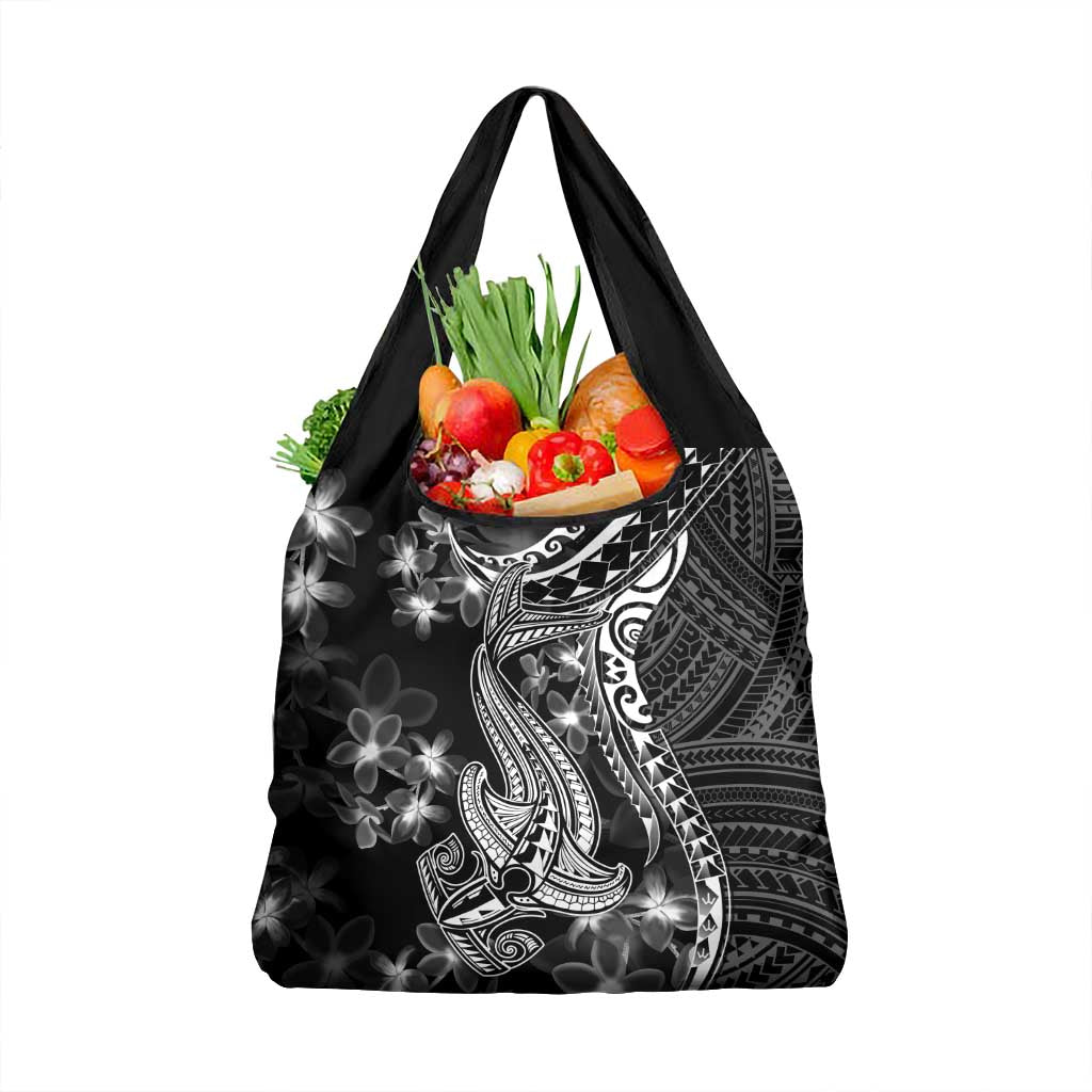 Black Polynesia Grocery Bag Shark Tattoo With Polynesian Plumeria LT14 1-pack One Size Black - Polynesian Pride
