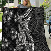 Black Polynesia Quilt Shark Tattoo With Polynesian Plumeria LT14 Black - Polynesian Pride