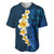 Blue Polynesia Baseball Jersey Plumeria Tropical Leaves With Galaxy Polynesian Art LT14 Blue - Polynesian Pride