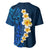 Blue Polynesia Baseball Jersey Plumeria Tropical Leaves With Galaxy Polynesian Art LT14 - Polynesian Pride