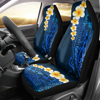 Blue Polynesia Car Seat Cover Plumeria Tropical Leaves With Galaxy Polynesian Art LT14 - Polynesian Pride