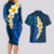 Blue Polynesia Couples Matching Long Sleeve Bodycon Dress and Hawaiian Shirt Plumeria Tropical Leaves With Galaxy Polynesian Art LT14 - Polynesian Pride