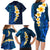 Blue Polynesia Family Matching Long Sleeve Bodycon Dress and Hawaiian Shirt Plumeria Tropical Leaves With Galaxy Polynesian Art LT14 - Polynesian Pride