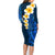 Blue Polynesia Family Matching Long Sleeve Bodycon Dress and Hawaiian Shirt Plumeria Tropical Leaves With Galaxy Polynesian Art LT14 - Polynesian Pride