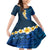 Blue Polynesia Family Matching Mermaid Dress and Hawaiian Shirt Plumeria Tropical Leaves With Galaxy Polynesian Art LT14 Daughter's Dress Blue - Polynesian Pride