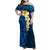 Blue Polynesia Family Matching Off Shoulder Maxi Dress and Hawaiian Shirt Plumeria Tropical Leaves With Galaxy Polynesian Art LT14 Mom's Dress Blue - Polynesian Pride