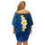 Blue Polynesia Family Matching Off Shoulder Short Dress and Hawaiian Shirt Plumeria Tropical Leaves With Galaxy Polynesian Art LT14 - Polynesian Pride