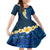 Blue Polynesia Family Matching Puletasi Dress and Hawaiian Shirt Plumeria Tropical Leaves With Galaxy Polynesian Art LT14 Daughter's Dress Blue - Polynesian Pride