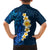 Blue Polynesia Family Matching Short Sleeve Bodycon Dress and Hawaiian Shirt Plumeria Tropical Leaves With Galaxy Polynesian Art LT14 - Polynesian Pride