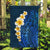 Blue Polynesia Garden Flag Plumeria Tropical Leaves With Galaxy Polynesian Art LT14 Garden Flag Blue - Polynesian Pride