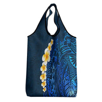 Blue Polynesia Grocery Bag Plumeria Tropical Leaves With Galaxy Polynesian Art LT14 - Polynesian Pride