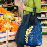 Blue Polynesia Grocery Bag Plumeria Tropical Leaves With Galaxy Polynesian Art LT14 - Polynesian Pride