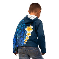Blue Polynesia Kid Hoodie Plumeria Tropical Leaves With Galaxy Polynesian Art LT14 - Polynesian Pride