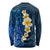 Blue Polynesia Long Sleeve Shirt Plumeria Tropical Leaves With Galaxy Polynesian Art LT14 - Polynesian Pride