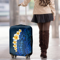 Blue Polynesia Luggage Cover Plumeria Tropical Leaves With Galaxy Polynesian Art LT14 - Polynesian Pride