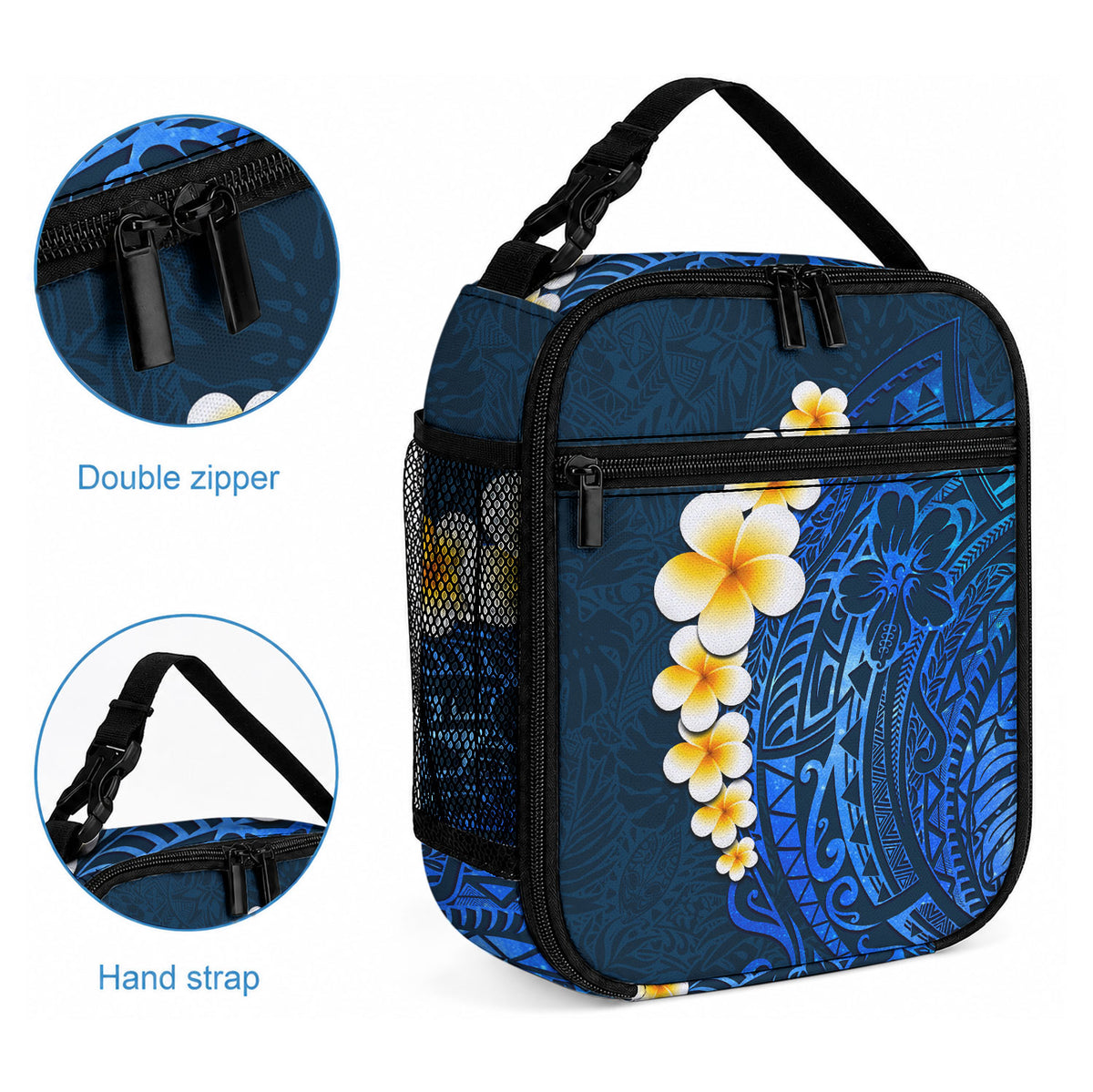 Blue Tropical Plumeria With Galaxy Polynesian Art Lunch Bag LT14 - Polynesian Pride