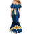 Blue Polynesia Mermaid Dress Plumeria Tropical Leaves With Galaxy Polynesian Art LT14 - Polynesian Pride