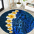 Blue Polynesia Round Carpet Plumeria Tropical Leaves With Galaxy Polynesian Art LT14 Blue - Polynesian Pride