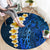 Blue Polynesia Round Carpet Plumeria Tropical Leaves With Galaxy Polynesian Art LT14 - Polynesian Pride