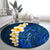 Blue Polynesia Round Carpet Plumeria Tropical Leaves With Galaxy Polynesian Art LT14 - Polynesian Pride