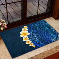 Blue Polynesia Rubber Doormat Plumeria Tropical Leaves With Galaxy Polynesian Art LT14 - Polynesian Pride