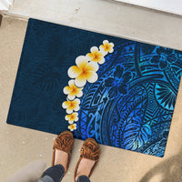 Blue Polynesia Rubber Doormat Plumeria Tropical Leaves With Galaxy Polynesian Art LT14 - Polynesian Pride