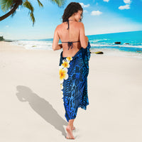 Blue Polynesia Sarong Plumeria Tropical Leaves With Galaxy Polynesian Art LT14 - Polynesian Pride