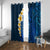 Blue Polynesia Window Curtain Plumeria Tropical Leaves With Galaxy Polynesian Art LT14 With Grommets Blue - Polynesian Pride