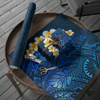 Blue Polynesia Wrapping Paper Plumeria Tropical Leaves With Galaxy Polynesian Art LT14 - Polynesian Pride