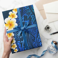 Blue Polynesia Wrapping Paper Plumeria Tropical Leaves With Galaxy Polynesian Art LT14 - Polynesian Pride
