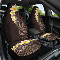 Brown Polynesia Car Seat Cover Plumeria Tropical Leaves With Galaxy Polynesian Art LT14 One Size Brown - Polynesian Pride