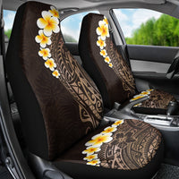 Brown Polynesia Car Seat Cover Plumeria Tropical Leaves With Galaxy Polynesian Art LT14 - Polynesian Pride