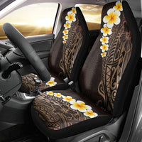 Brown Polynesia Car Seat Cover Plumeria Tropical Leaves With Galaxy Polynesian Art LT14 - Polynesian Pride