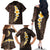 Brown Polynesia Family Matching Off Shoulder Long Sleeve Dress and Hawaiian Shirt Plumeria Tropical Leaves With Galaxy Polynesian Art LT14 - Polynesian Pride