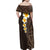 Brown Polynesia Family Matching Off Shoulder Maxi Dress and Hawaiian Shirt Plumeria Tropical Leaves With Galaxy Polynesian Art LT14 - Polynesian Pride