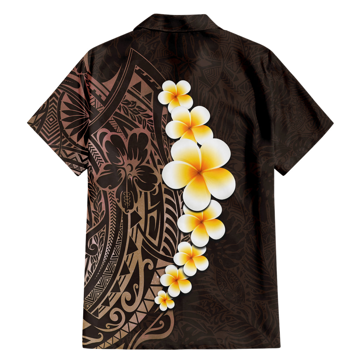 Brown Polynesia Family Matching Short Sleeve Bodycon Dress and Hawaiian Shirt Plumeria Tropical Leaves With Galaxy Polynesian Art LT14 - Polynesian Pride