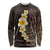 Brown Polynesia Long Sleeve Shirt Plumeria Tropical Leaves With Galaxy Polynesian Art LT14 Unisex Brown - Polynesian Pride