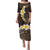 Brown Polynesia Puletasi Plumeria Tropical Leaves With Galaxy Polynesian Art LT14 Long Dress Brown - Polynesian Pride