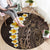 Brown Polynesia Round Carpet Plumeria Tropical Leaves With Galaxy Polynesian Art LT14 - Polynesian Pride