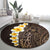 Brown Polynesia Round Carpet Plumeria Tropical Leaves With Galaxy Polynesian Art LT14 - Polynesian Pride