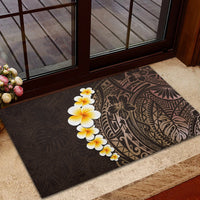 Brown Polynesia Rubber Doormat Plumeria Tropical Leaves With Galaxy Polynesian Art LT14 - Polynesian Pride